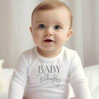 Aye Do Gifts Personalised Surname Heart Baby Outfit: Baby Grow in White | Size: 6-12 m