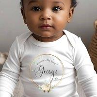 Aye Do Gifts Personalised Welcome to the World Baby Outfit: Baby Grow in White | Size: Newborn