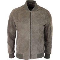 TruClothing Men's Suede Bomber Jacket Leather Varsity Casual in Beige | Size: 4XL