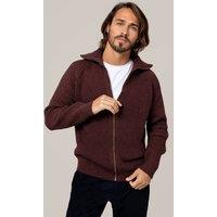 Celtic & Co Men's British Ribbed Zip Cardigan in Maroon | Size: Large