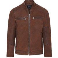 Infinity Leather Men's Buff Leather Cafe Racer Biker Jacket - Jinan in Brown | Size: Small