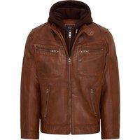 Infinity Leather Men's Hooded Leather Biker Jacket - Stavern in Tan | Size: 5XL