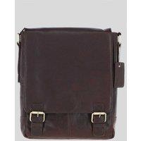 Ashwood Leather Men's Classic A4 Leather Flap-Over Messenger Bag in Dark Brown