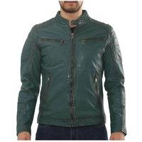 TruClothing Men's Leather Moto Jacket Lambskin Slim Fit Biker Moto Coat in Green | Size: Large