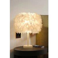Living and Home Modern Feather Bedside Table Lamp in White