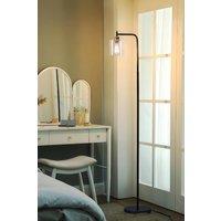 Living and Home Black Industrial Floor Lamp - Modern Glass Shade Design