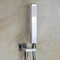 Nes Home Chrome Rectangular Shower Handset Kit With 1.5m Hose & Adjustable Bracket in Silver