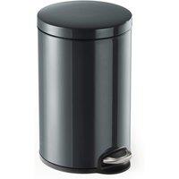Durable Steel Pedal Bin 12l - Soft-Close Round Waste Bin - Charcoal Grey | Size: 1 Pack