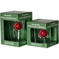 Bar Bespoke Sports Fan Cricket Ball Tumbler & Beer Glass Set in Clear