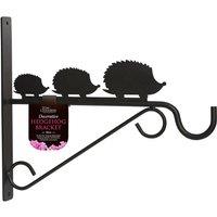 Tom Chambers Hanging Garden Basket Bracket Metal Hedgehogs - 30cm in Black