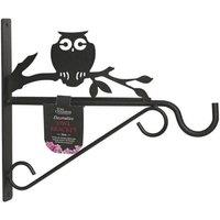 Tom Chambers Hanging Garden Basket Bracket Metal Owl - 30cm in Black