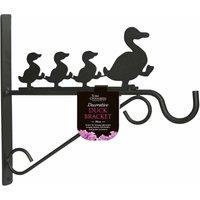 Tom Chambers Hanging Garden Basket Bracket Metal Ducks - 30cm in Black