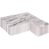 Argon Tableware Marble Placemats & Square Coasters - 12pc Kitchen Dining Table Mats in White