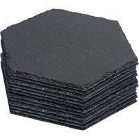 Argon Tableware Hexagonal Slate Placemats - Set of 12 Stone Serving Dining Table Mats in Black