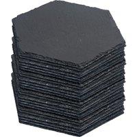 Argon Tableware Hexagonal Slate Placemats - Set of 24 Stone Serving Dining Table Mats in Black