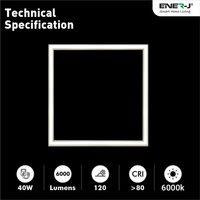 ENER-J 40W LED Border Line LED Light Panel 60x60cms, 6000K, 4000 Lumens in White | Size: 145 cm