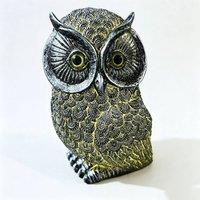 Quipulse Owl Resin Craft Ornament Lamp in Silver | Size: Large
