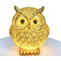 Quipulse Owl Resin Craft Ornament Lamp in Gold | Size: Large