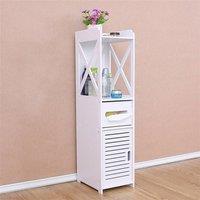 SPETLEK 4 Tiers Modern Bathroom Furniture Cabinet Wood in White