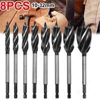 EONLION 8Pcs High-Carbon Steel Fast Cut Wood Auger Wood Drill Bit Tools Set in Black