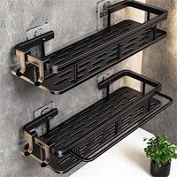 Kelvenix 2PCS No-Drill Bathroom Shelf Shower Corner Rack in Black