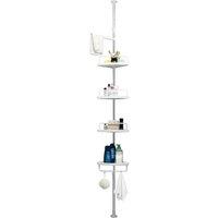 Kelvenix 4 Tier Telescopic Bathroom Wall Corner Shelf Rack in White
