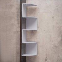 SPETLEK 5 Tier Wall Mounted Corner Floating Shelf Household Storage in White | Size: 100 cm x 100 cm
