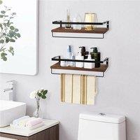 SPETLEK 2 Large Rustic Wall Floating Shelf in Brown | Size: 500mm