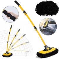 SPETLEK 15 Degree Curved Telescopic Car Wash Brush Long Rod Cleaning Mop in Yellow | Size: 100 cm x 15 cm