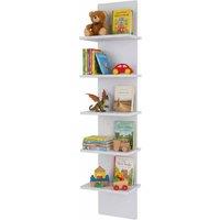 Kelvenix 5 Tier Floating Shelves Wall Mounted Vertical Rack Shelf in White | Size: 0.6m2
