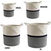 Kelvenix 4x Cotton Rope Storage Baskets Toy Organizer in Grey | Size: 0.6m2