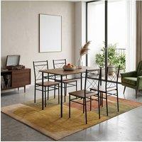 Living and Home Dining Table and Chair Set in Brown