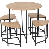 Living and Home Dining Table and Stool Set in Light Brown