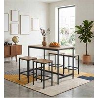 Living and Home Bar Table and Stool Set in Light Brown