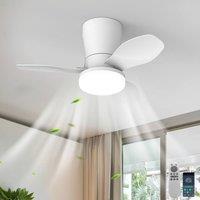 NIVOR LED Ceiling Fans with Lights for Small Spaces 6 Speed Quiet Reversible in White