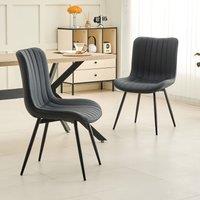 Xample Set of 2 Dining Chairs Faux Leather Modern Padded Seat with Metal Legs, Office, or Cafe Seating in Black