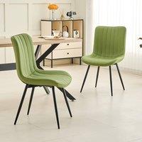 Xample Set of 2 Dining Chairs Faux Leather Modern Padded Seat with Metal Legs, Office, or Cafe Seating in Green