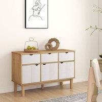 Berkfield Home Sideboard OTTA Brown & White 114x43x73.5 cm Solid Wood Pine