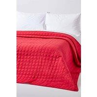 Homescapes Cotton Quilted Reversible Bedspread in Red | Size: Single