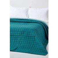 Homescapes Cotton Quilted Reversible Bedspread in Teal | Size: King
