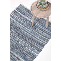 Homescapes Blue Denim Handwoven Striped Chindi Rug | Size: 150 cm x 240 cm