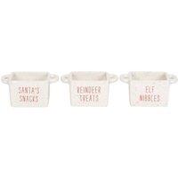 KDMD Set of 3 Ceramic Christmas Snack Bowls in Cream