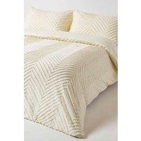Homescapes Off White Cotton Tufted Duvet Cover Set | Size: Super King