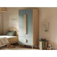 Flair Noah 2 Door Wardrobe with 2 Drawers Oak in Green