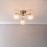 ValueLights Elle Brushed Chrome 3 Way IP44 Bathroom Glass Ceiling Light with LED Bulbs in Silver
