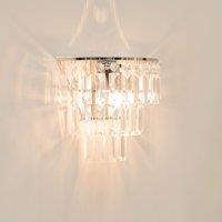 ValueLights Kelsks Pair Chrome with Drops Chandelier Flush Wall Lights & Bulbs in Silver