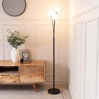 ValueLights Velika 3 Arm Opaque Globe Floor Lamp Light with LED Bulbs in Black