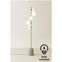 ValueLights Marlow Opaque Glass Globe 5 Way Floor Lamp with LED Bulbs in Green