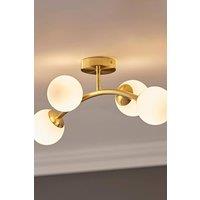 ValueLights Jas 4 Way Ceiling Light with Opal White Frosted Glass Globe Shades & LED Bulbs in Gold