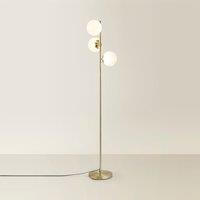 ValueLights Jas Gold Floor Lamp with White Confetti Glass Globe Shades & Bulbs